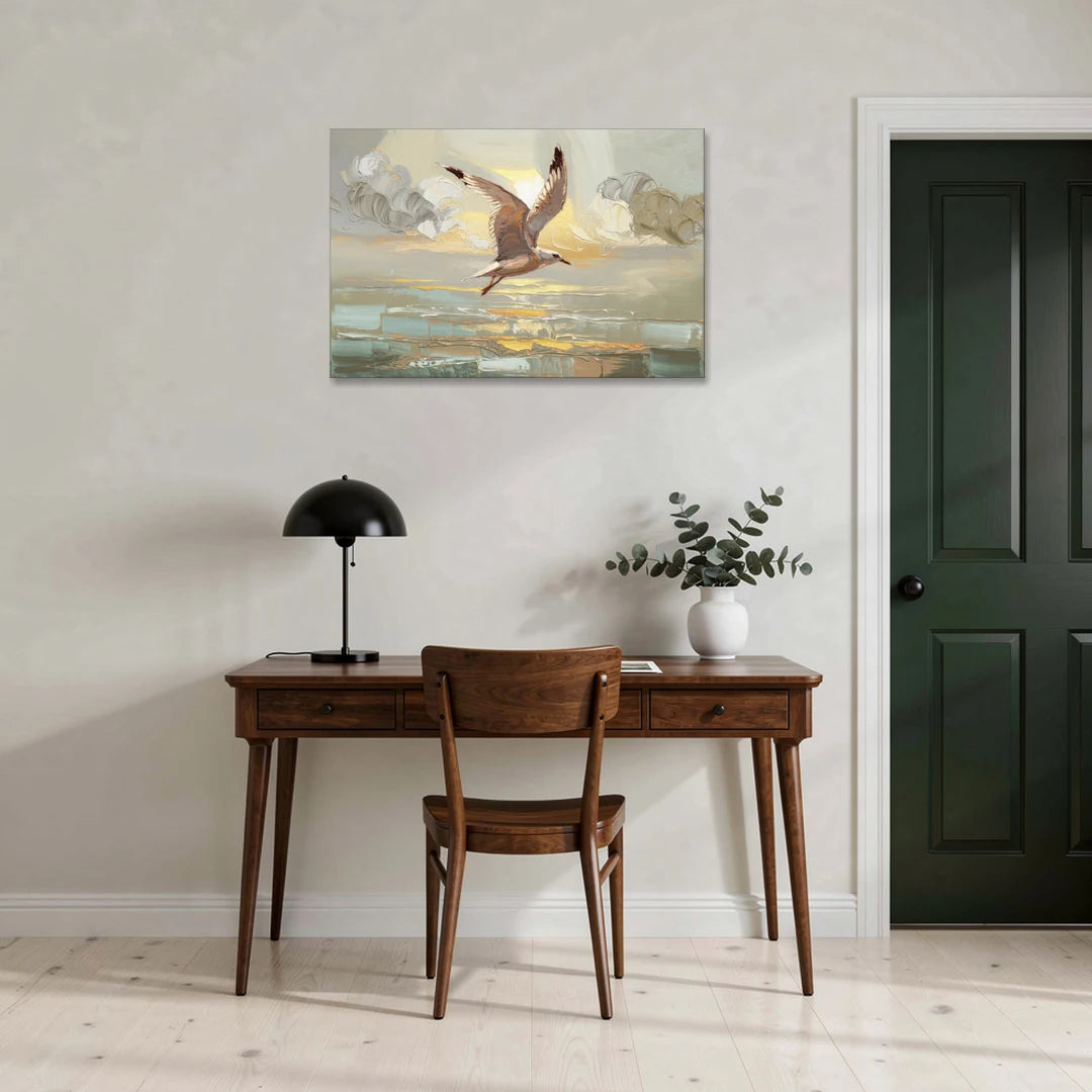 Corpus Christi Seagulls In Flight - Canvas Wall Art - Office - 36x24
