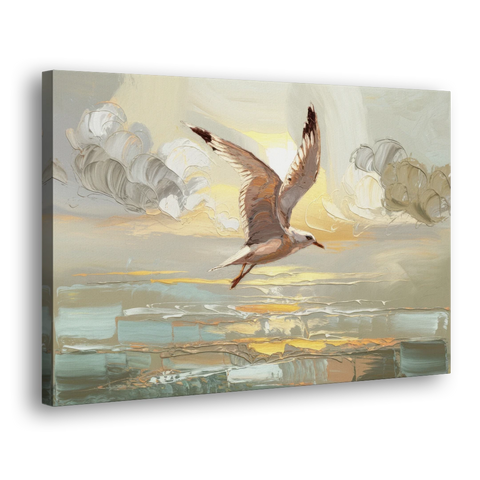 Corpus Christi Seagulls In Flight - Canvas Wall Art - Side