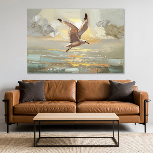 Corpus Christi Seagulls In Flight - Canvas Wall Art - Sofa - 60x40
