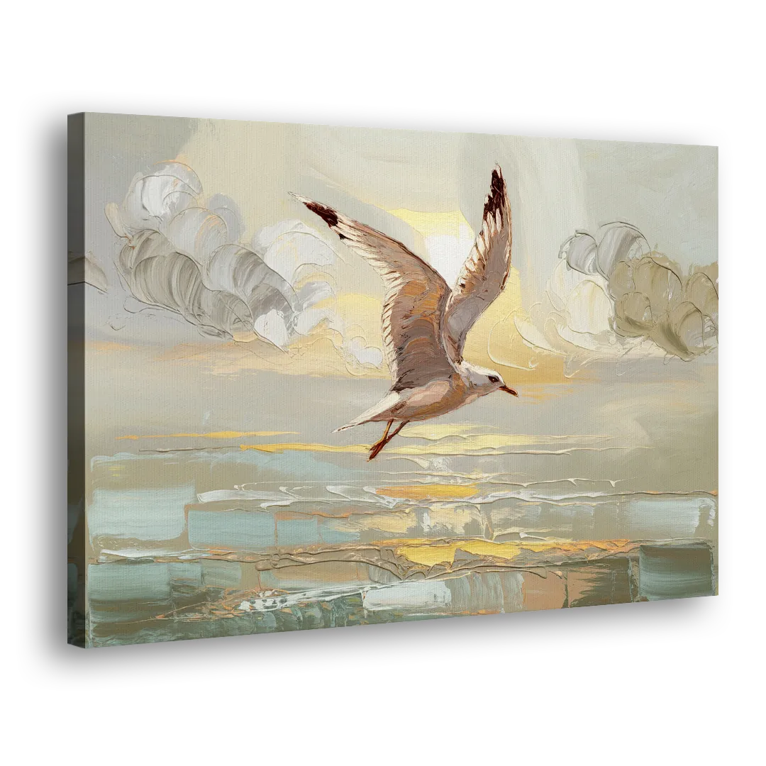 Corpus Christi Seagulls In Flight Side - Canvas Wall Art
