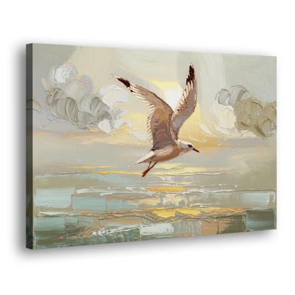 Corpus Christi Seagulls In Flight Side - Canvas Wall Art