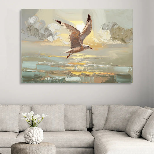 Corpus Christi Seagulls In Flight Living Room - Canvas Wall Art