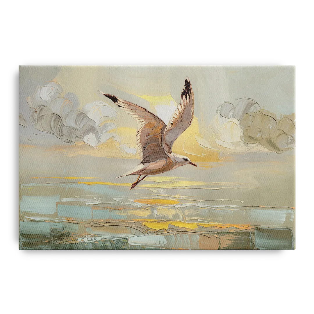 Corpus Christi Seagulls In Flight Front - Canvas Wall Art