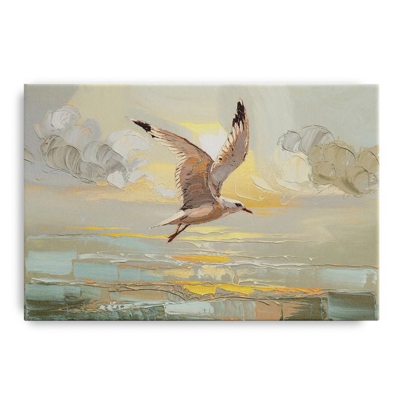 Corpus Christi Seagulls In Flight Front - Canvas Wall Art