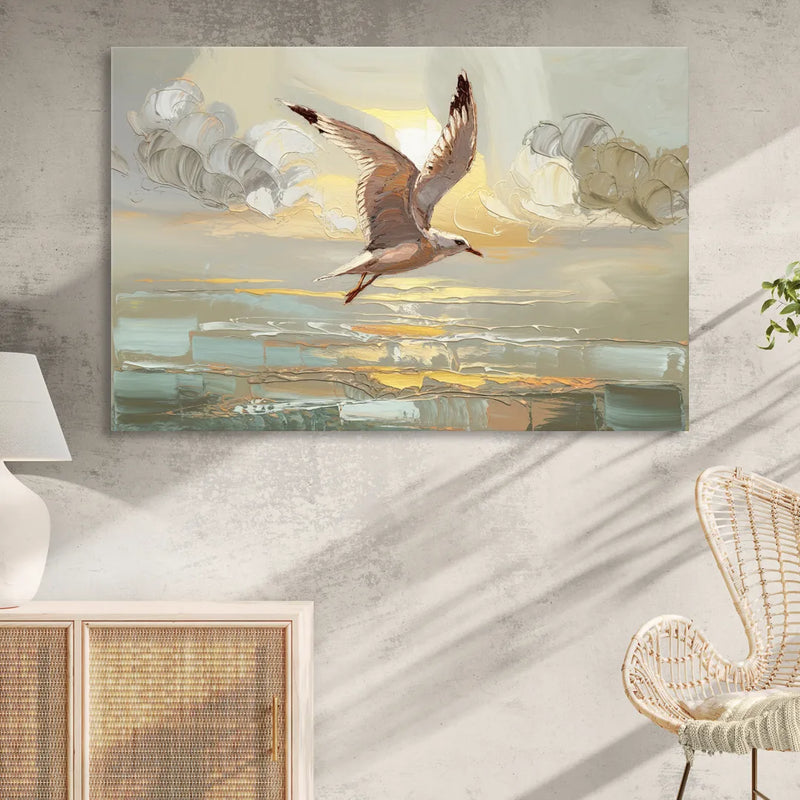 Corpus Christi Seagulls In Flight Sitting Room - Canvas Wall Art