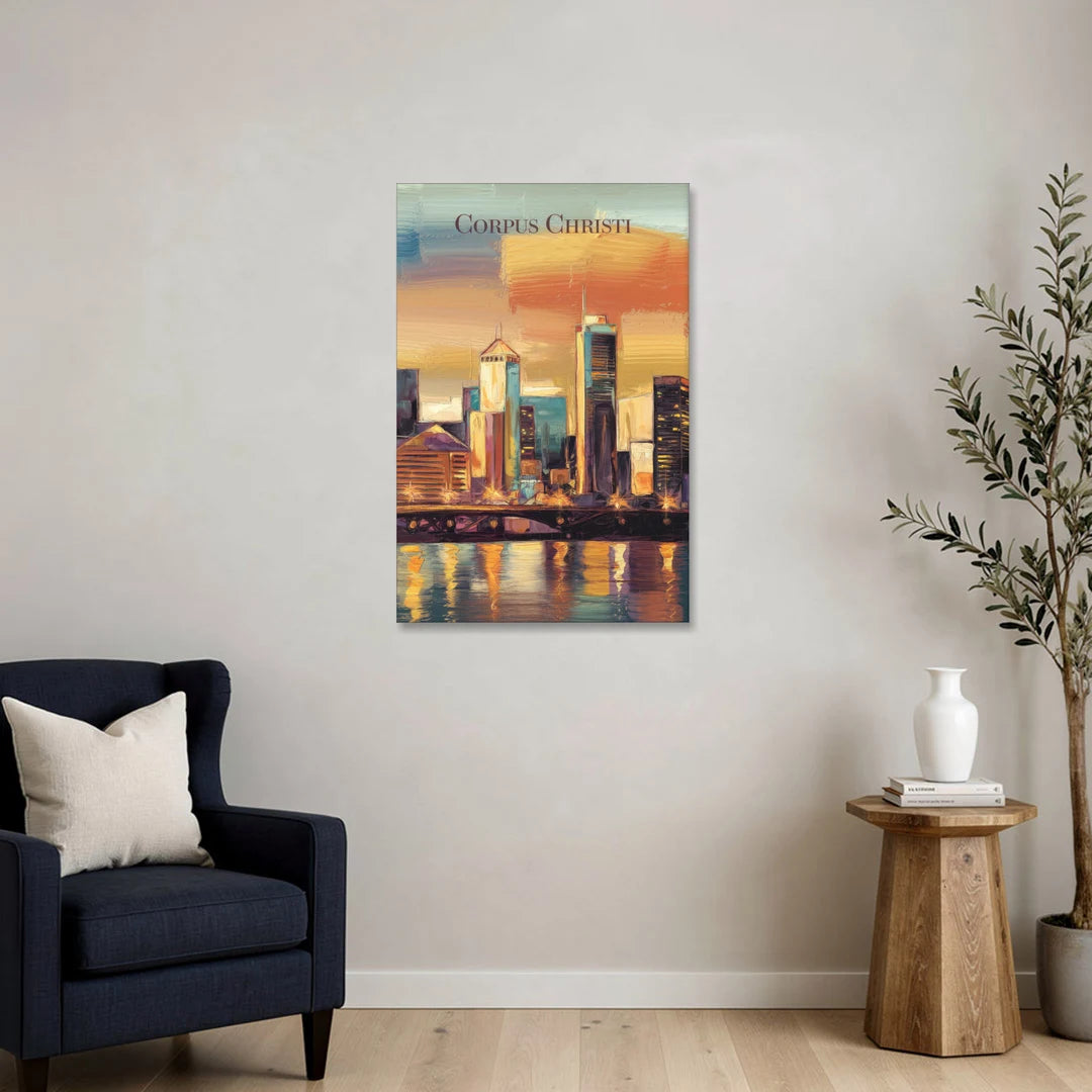 Corpus Christi Skyline View - Canvas Wall Art - Sofa - 24x36