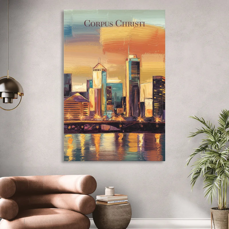 Corpus Christi Skyline View Sitting Room - Canvas Wall Art