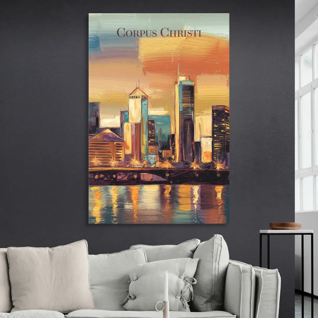 Corpus Christi Skyline View Living Room - Canvas Wall Art