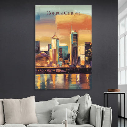 Corpus Christi Skyline View Living Room - Canvas Wall Art