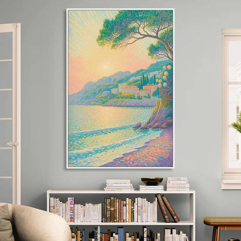 Cote d'Azur Bliss Sitting Room - White Canvas Wall Art