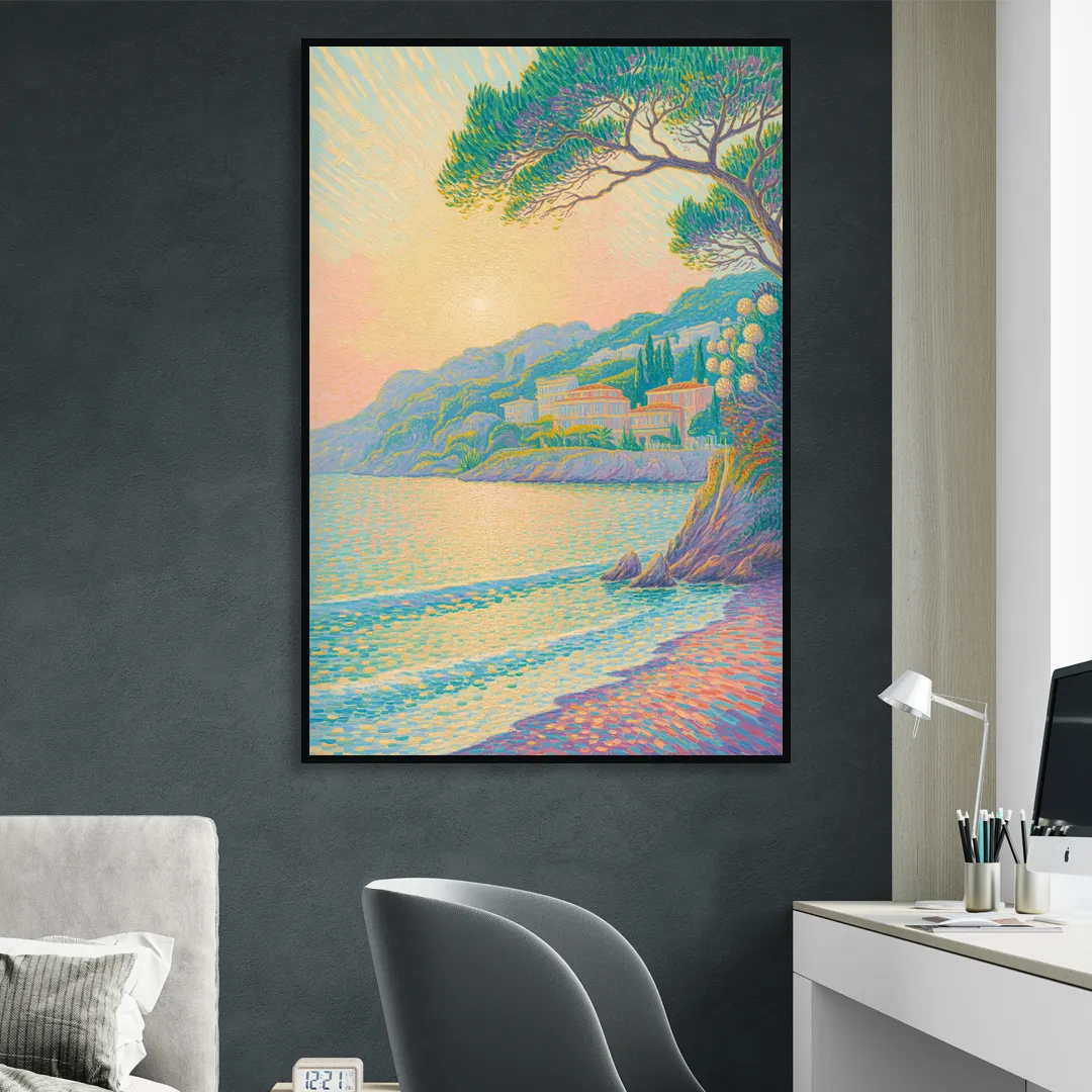 Cote d'Azur Bliss Living Room - Black Canvas Wall Art