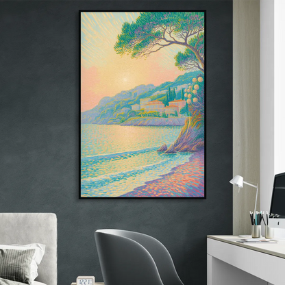 Cote d'Azur Bliss Living Room - Black Canvas Wall Art