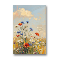 Cottagecore Wall Decor with Daisies and Cornflowers - Canvas Wall Art - Front