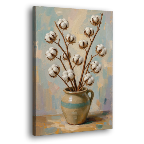 Cotton Painting Canvas in a Stoneware Crock - Canvas Wall Art - Side