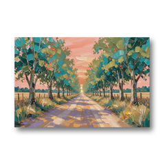 Country Road Painting Through Summer Trees - Canvas Wall Art - Front
