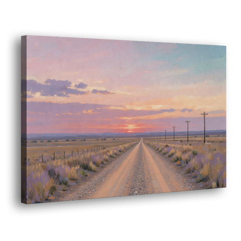 Country Road Wall Art at Prairie Twilight - Canvas Wall Art - Side
