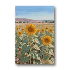 Country Wall Art of a Sunflower Field in Summer - Canvas Wall Art - Front