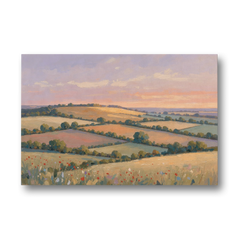 Countryside Landscape Painting at Lavender Dusk - Canvas Wall Art - Front