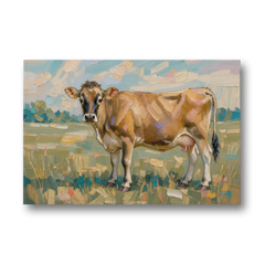 Cow Painting of a Jersey in Summer Pasture - Canvas Wall Art - Front