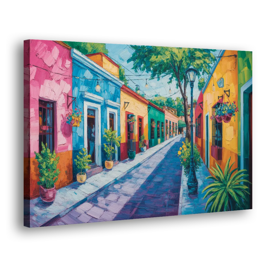 Coyoacán Colorful Streets Side - Canvas Wall Art