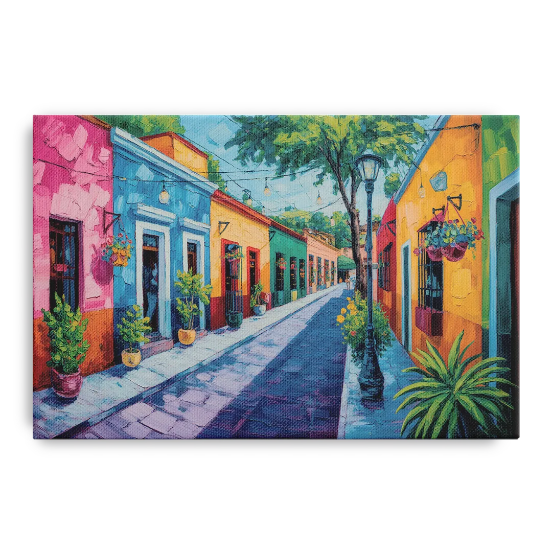 Coyoacán Colorful Streets Front - Canvas Wall Art