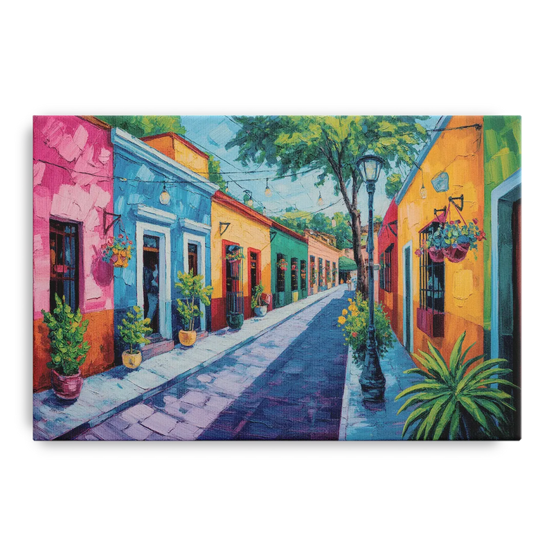 Coyoacán Colorful Streets Front - Canvas Wall Art