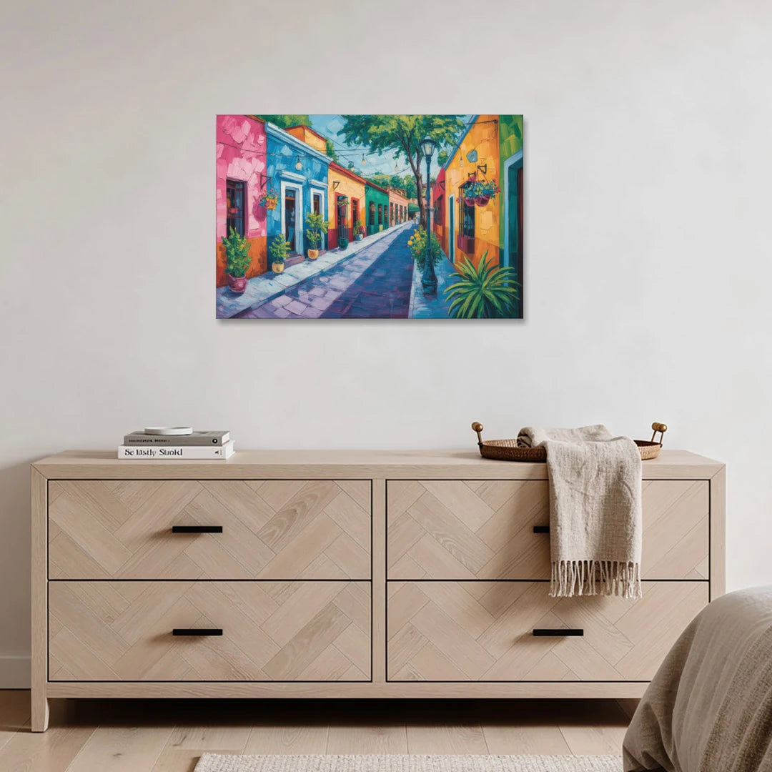 Coyoacán Colorful Streets - Canvas Wall Art - Coffee Table - 36x24