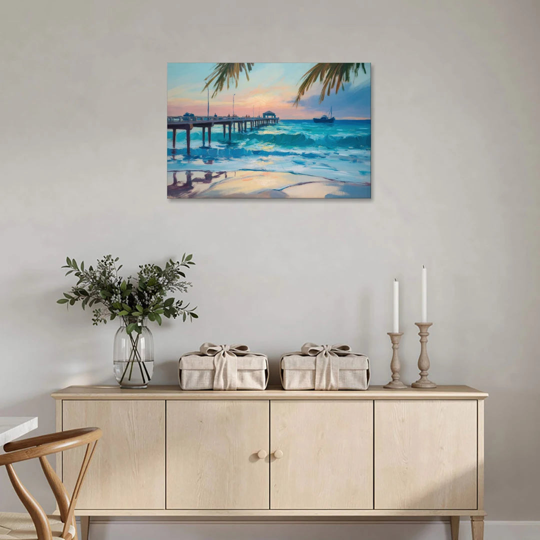 Cozumel Pier Sunrise - Canvas Wall Art - Coffee Table - 36x24