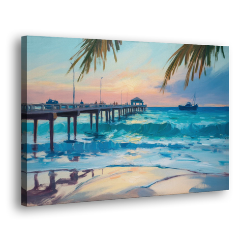 Cozumel Pier Sunrise - Canvas Wall Art - Side