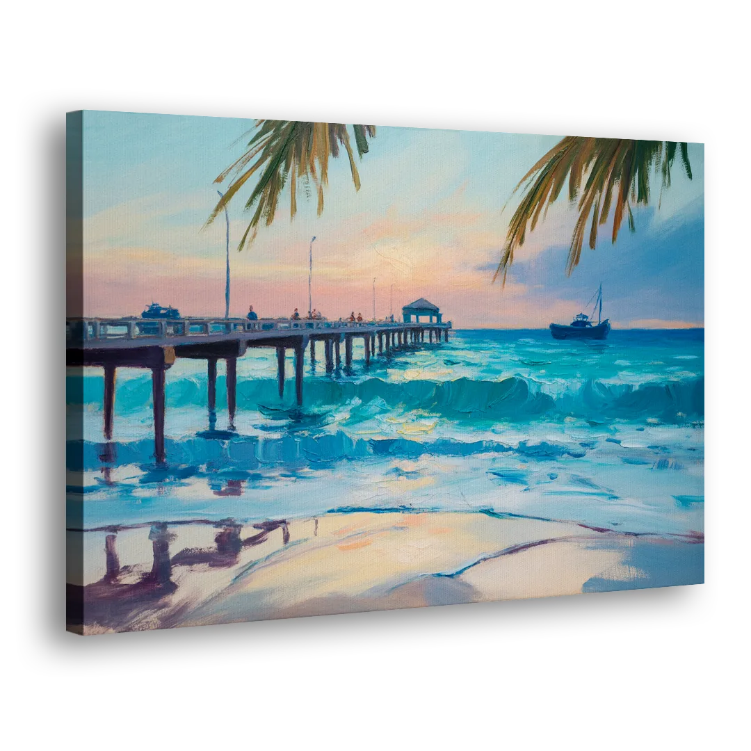 Cozumel Pier Sunrise Side - Canvas Wall Art