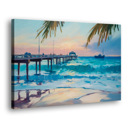 Cozumel Pier Sunrise Side - Canvas Wall Art