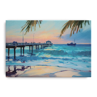 Cozumel Pier Sunrise Front - Canvas Wall Art