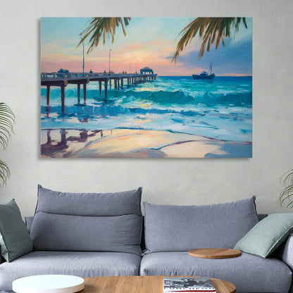 Cozumel Pier Sunrise Sitting Room - Canvas Wall Art