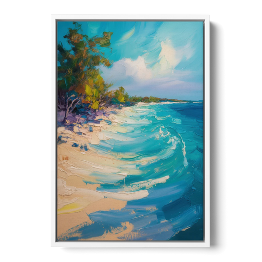Cozumel Turquoise Coast - White Framed Canvas Wall Art - Front