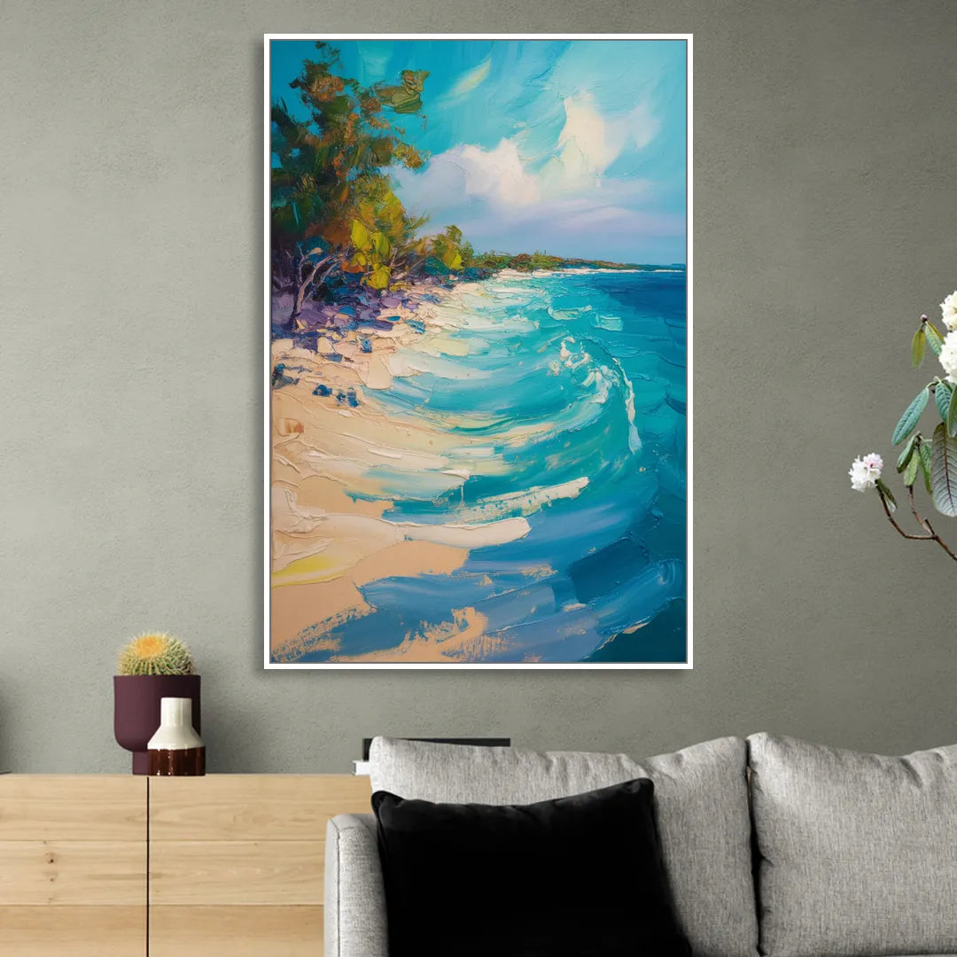 Cozumel Turquoise Coast Living Room - White Canvas Wall Art
