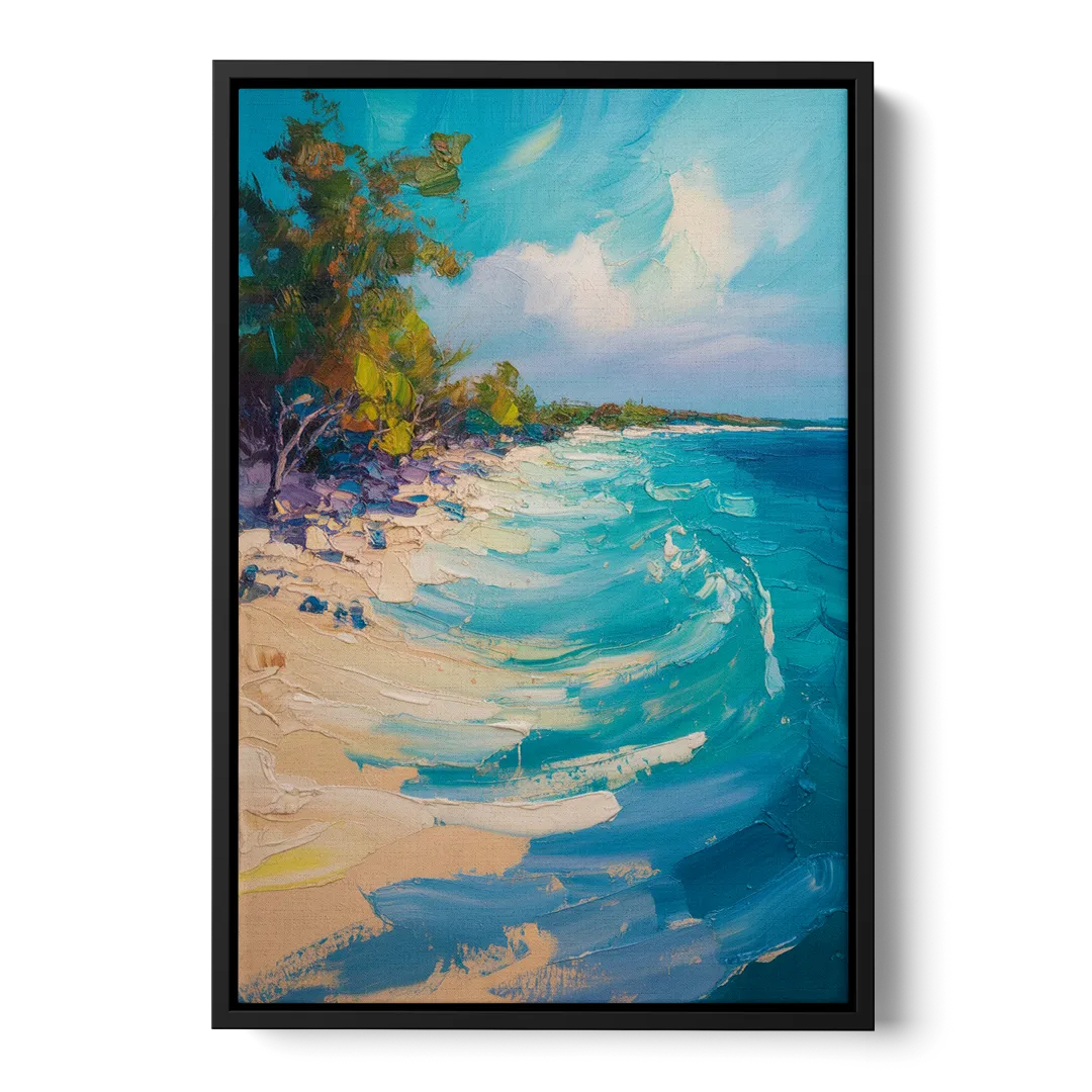 Cozumel Turquoise Coast Front - Black Canvas Wall Art