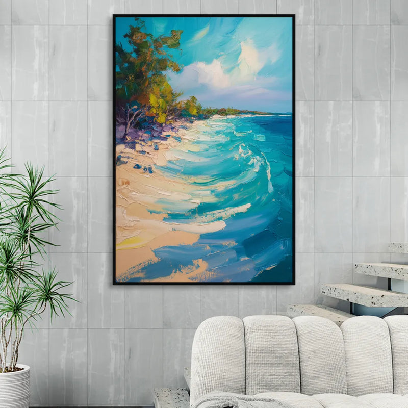 Cozumel Turquoise Coast Sitting Room - Black Canvas Wall Art