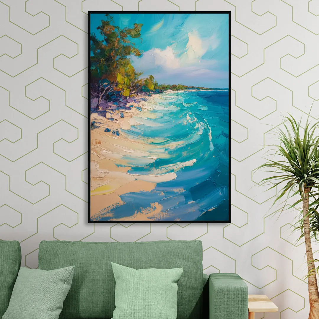 Cozumel Turquoise Coast Living Room - Black Canvas Wall Art