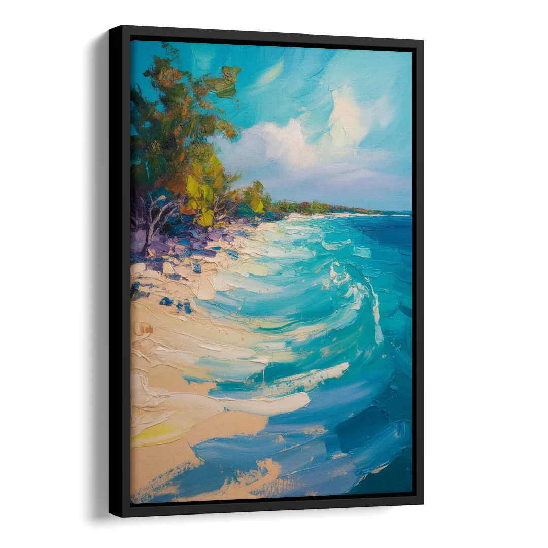 Cozumel Turquoise Coast Side - Black Canvas Wall Art