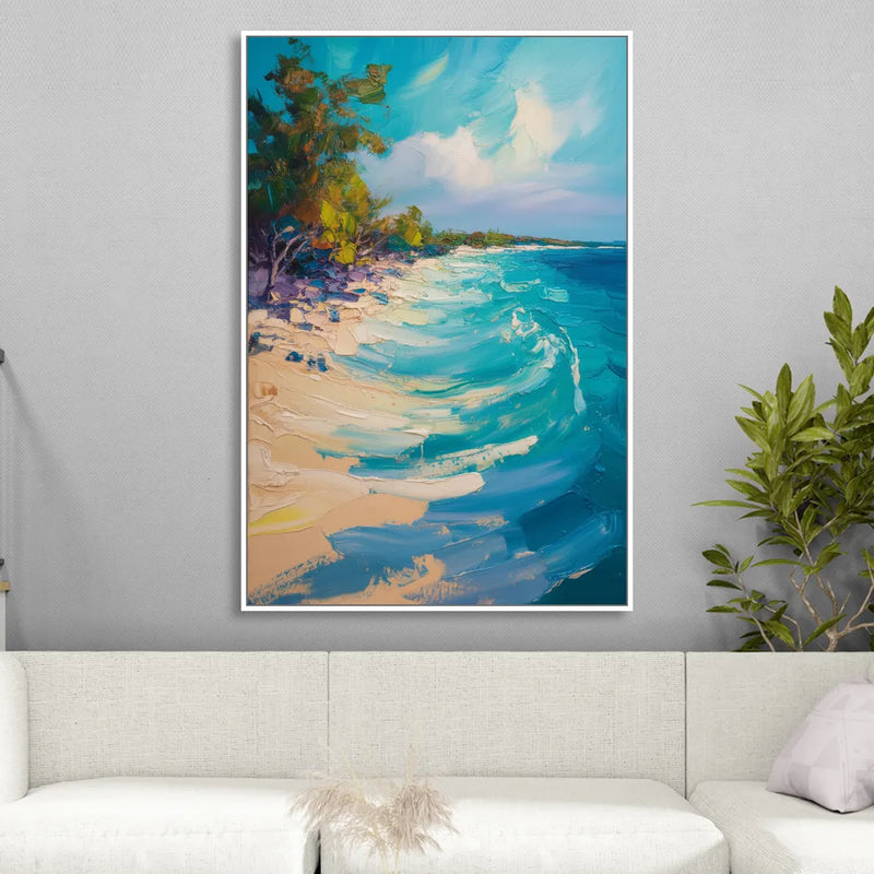 Cozumel Turquoise Coast Sitting Room - White Canvas Wall Art