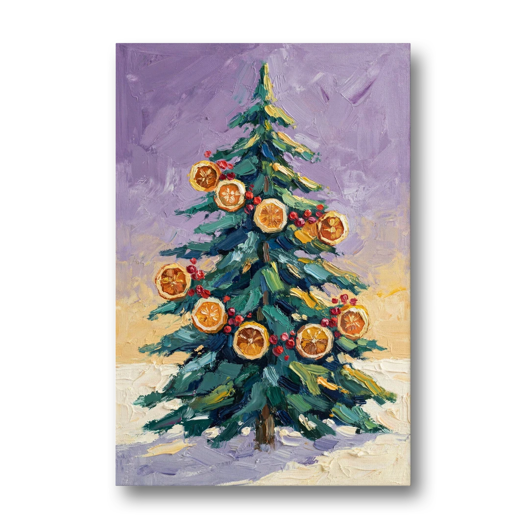 Cozy Christmas Dried Orange Garland Fir - Canvas Wall Art - Front