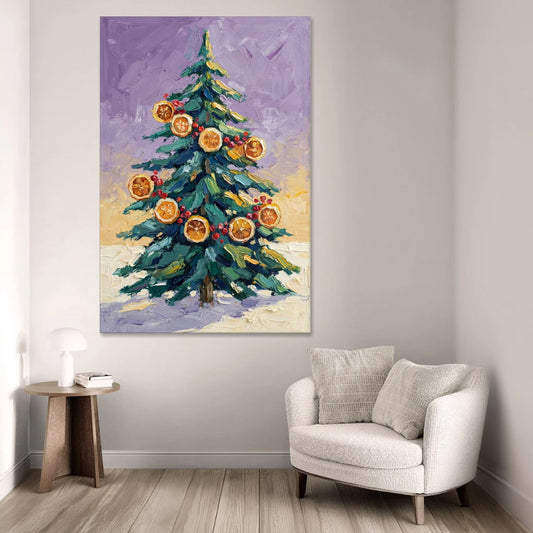 Cozy Christmas Dried Orange Garland Fir - Canvas Wall Art - Sofa - 40x60