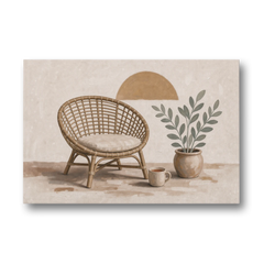 Cozy Wall Art for Living Room with Rattan Chair - Canvas Wall Art - Front