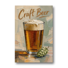 Craft Beer Wall Art with a Foamy Amber Pint - Canvas Wall Art - Front