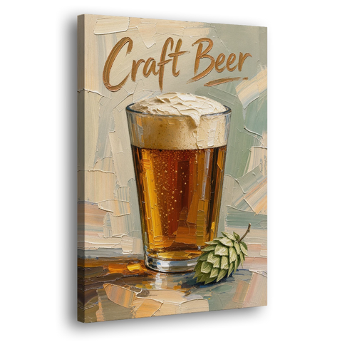 Craft Beer Wall Art with a Foamy Amber Pint - Canvas Wall Art - Side