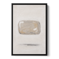 Cream Wall Art with Floating Birch Bark Stone - Black Framed Canvas Wall Art - Front