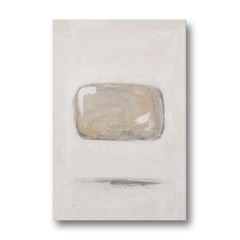 Cream Wall Art with Floating Birch Bark Stone - Canvas Wall Art - Front