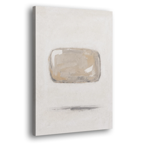 Cream Wall Art with Floating Birch Bark Stone - Canvas Wall Art - Side