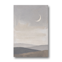 Crescent Moon Above Hazy Gray Hills - Canvas Wall Art - Front