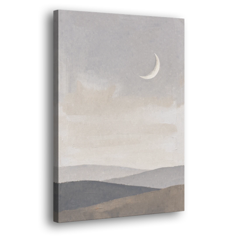 Crescent Moon Above Hazy Gray Hills - Canvas Wall Art - Side